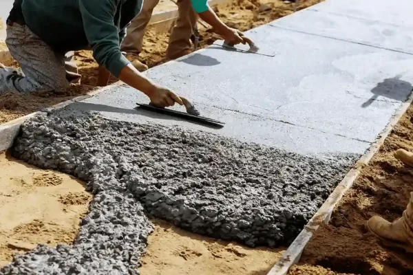 concrete sidewalk under construction