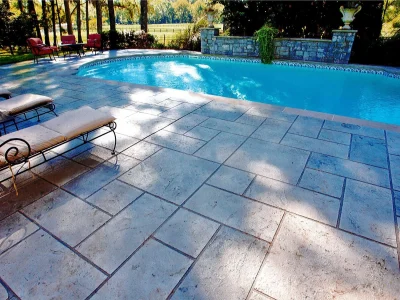 stamped concrete pool deck